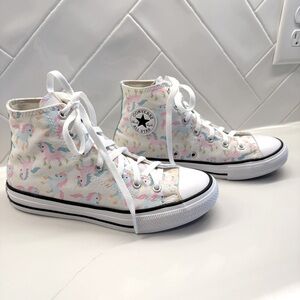 Converse Chuck Taylor All Star Girls Junior 5 Unicorn High Top Shoes Sneakers